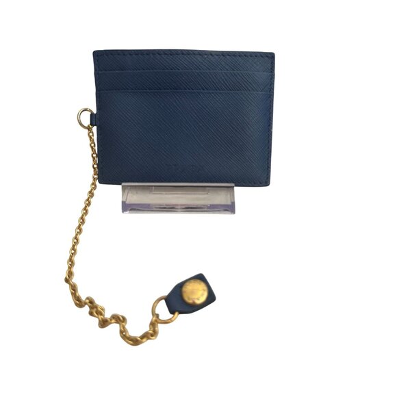 PRADA Blue Saffiano Leather ID Credit Card Wallet - Picture 3 of 7